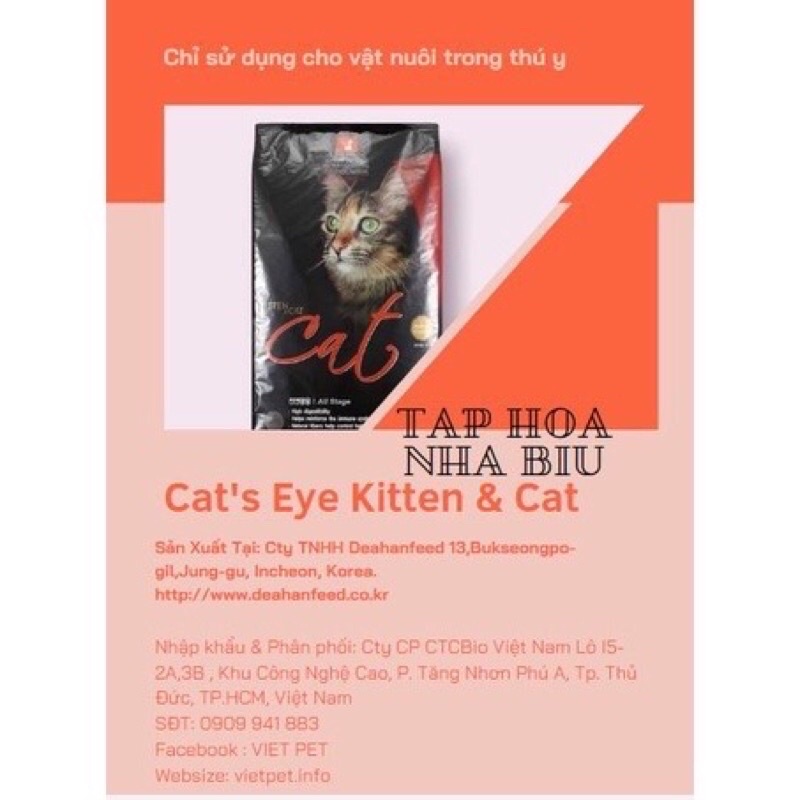 Thức ăn Hạt Catseye cho mèo hỗ trợ cho mèo tiêu búi lông gói 1Kg