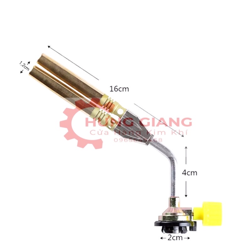 Đèn Khò Ga, Đầu Khò 2 Ống Bằng Đồng Dùng Cho Bình mini CHÍNH HÃNG