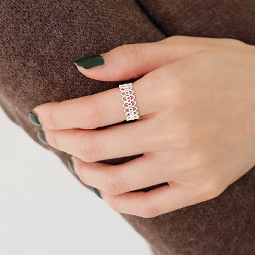 Nhẫn bạc nữ hở freesize,phù hợp với mọi kích thước tay phiên bản ren trắng tuyết J2929 - AROCH Jewelry