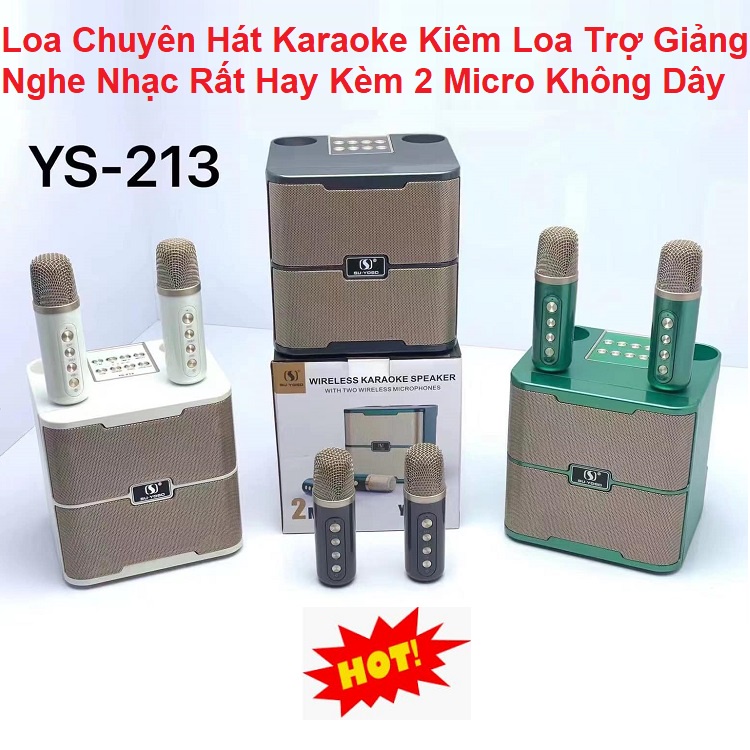 Loa Bluetooth Hát Karaoke, Chính Hãng SU-YOSD YS 213 Kèm 2 Micro Không Dây - Đổi Giọng - Chỉnh Echo - Reverb Cực Hay