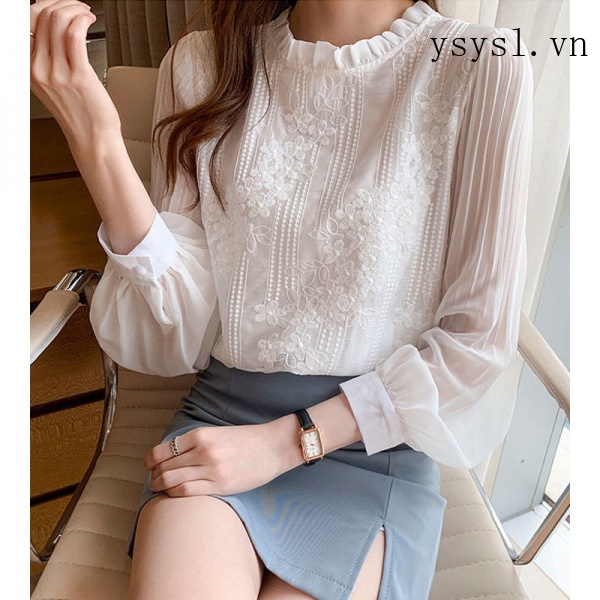 Áo Sơ Mi Vải Voan Màu Trắng Phong Cách Phương Tây Thời Trang Mùa Xuân Mới