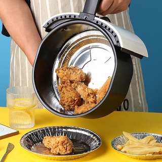 (Bộ 10) Khay giấy bạc lót nồi chiên không dầu dạng Đĩa cỡ lớn 18cm mã 20097
