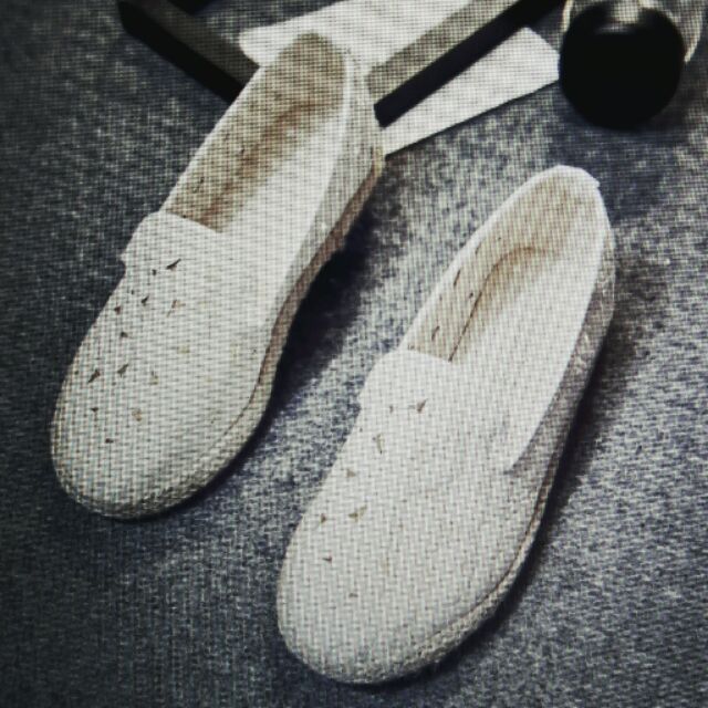Slip on hoa đế cói. Hai màu trắng và hồng