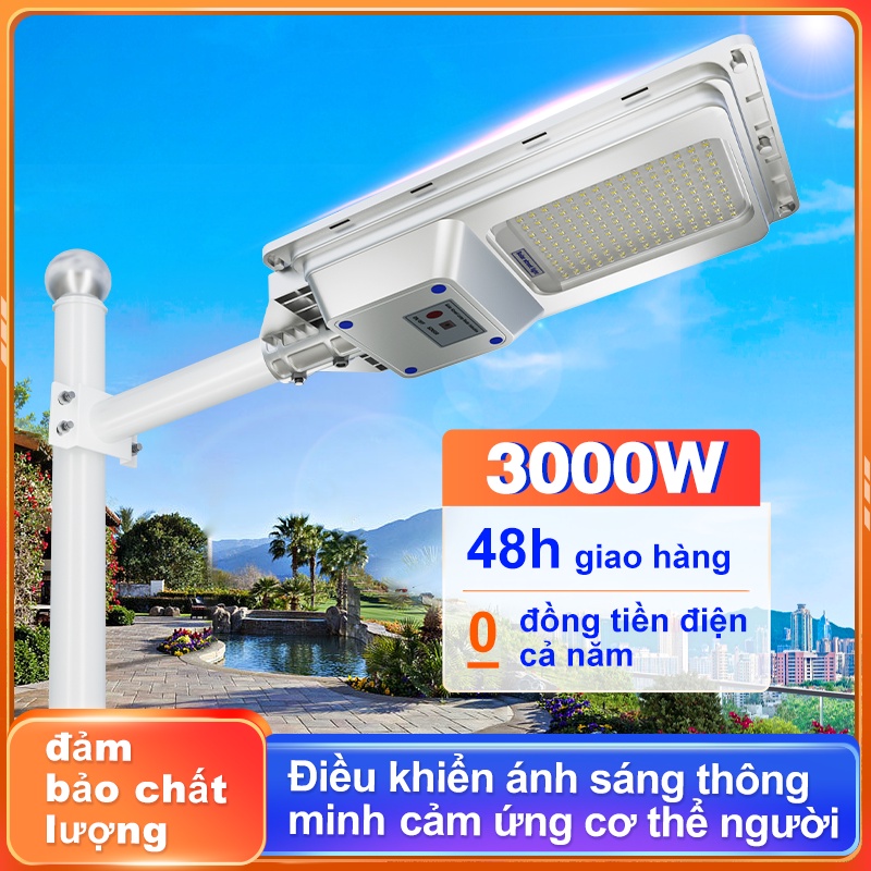 Đèn Năng Lượng Mặt Trời 3000W, Đèn Đường,Sân Vườn,Tấm pin siêu to hấp thụ nắng tối đa,IP67 Chống Nước