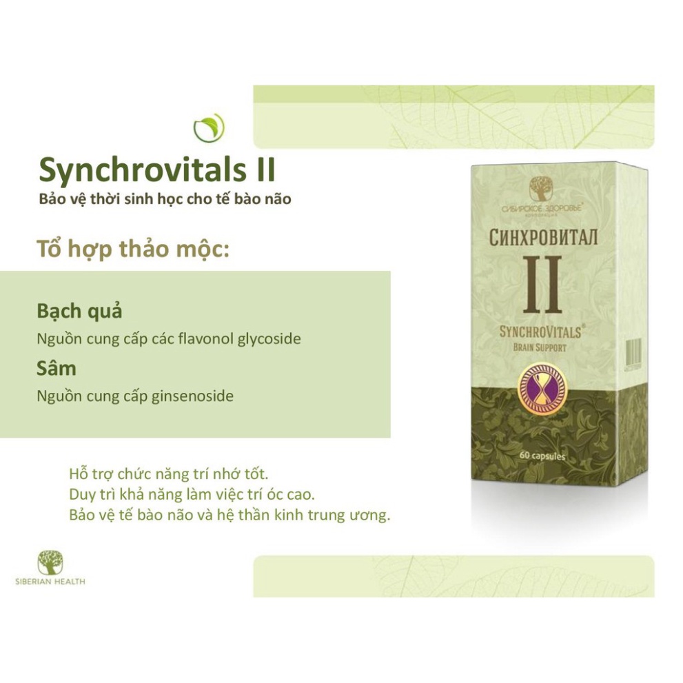 Syn 2 - Thực phẩm bảo vệ sức khỏe Synchrovitals II – 60 viên