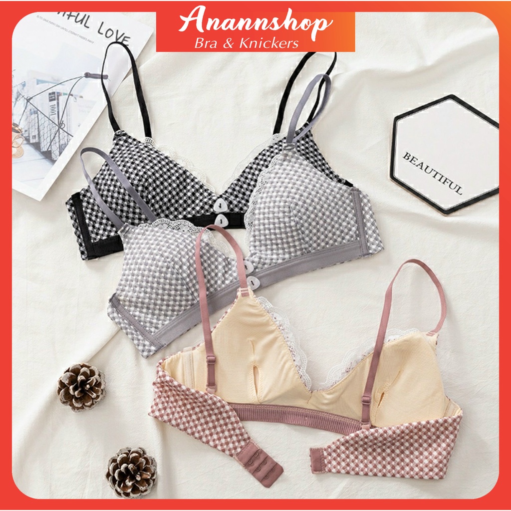 Áo Lót Chip Ngực Bra Cotton Viền Ren Nữ Cao Cấp Gợi Cảm Không Gọng Mút Mỏng Mặc Thoải Mái Nâng Ngực 8808