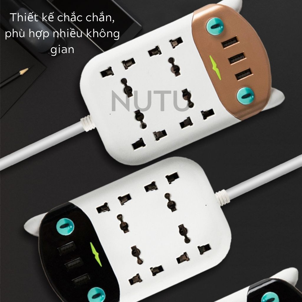 Ổ Cắm Điện Đa Năng Thông Minh, Ổ Điện 4 Cổng Có Đầu Cắm USB Chống Cháy Nổ