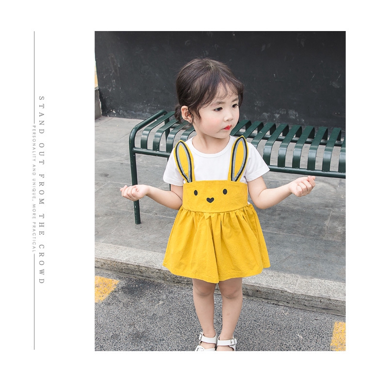 Bộ Áo Liền Quần Hình Thỏ Hoạt Hình Dễ Thương Cho Bé Gái 1-3 Tuổi