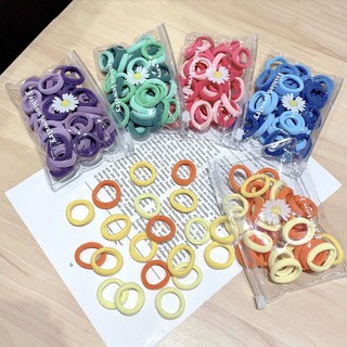 Set 50 Dây Buộc Tóc Tròn In Hoa Cúc Nhỏ Nhiều Màu Sắc Thời Trang Hàn Quốc Cho Nữ