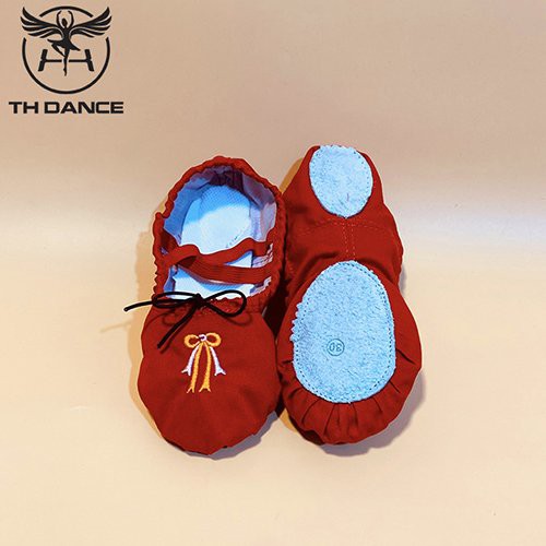 Giày múa Ballet trẻ em | Giày múa ballet màu đỏ thêu nơ