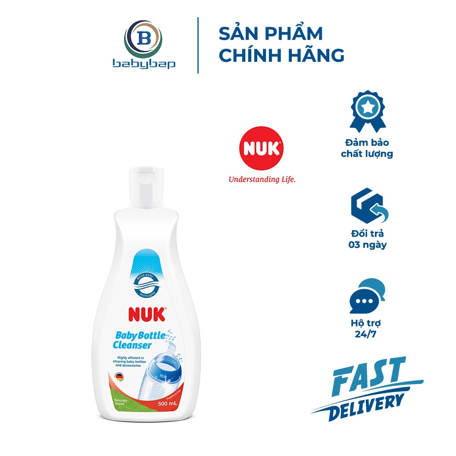 Nước Rửa Bình Sữa NUK Chai 500ml/750ml/950ml Loại Bỏ Protein Trong Sữa, Bã Cặn Hay Dư Lượng Nước Trái Cây