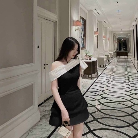 Set Lêch Vai Nữ - Áo Lệch Vai Nơ Dáng Xòe Phối Chân Váy Chữ A Có Lót An Toàn Kết Hợp Nhiều Kiểu HL25