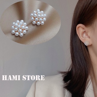 Khuyên tai nữ hình bông hoa- bông tai nữ giả ngọc dễ thương BTV86