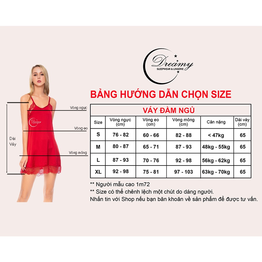 Váy ngủ sexy 2 dây lụa mềm mịn quyến rũ , đồ ngủ sexy nữ dáng suông phối ren cách điệu Dreamy VS05