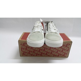 Vans old skool trắng da lộn mới (ảnh thật, tặng tất, full box)