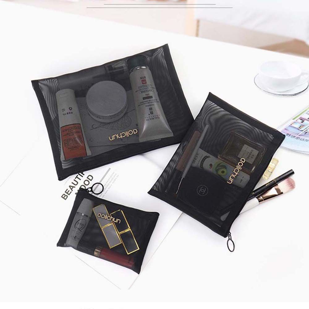 MKEB Túi Đựng Mỹ Phẩm Bằng Lưới Xuyên Thấu Có Khóa Kéo Di Động Tiện Dụng Để Mang Đi Du Lịch