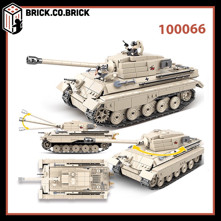 Lắp Ráp Xe Tank King Tiger Phát Xít Đức Đồ chơi Xếp hình Mô hình WW2 QuanGuan 100066