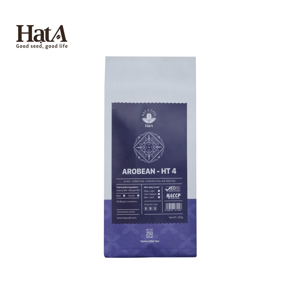 Cà phê pha máy Hạt A Cafe AROBEAN HT4 gu nhẹ, hương thơm vị đậm êm, chua nhẹ, ngọt hậu 250g/500g/1000g