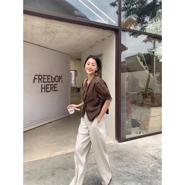 HOT TREND  Áo kiểu Vintage vặn eo [ FREESHIP] chất liệu thô mềm ( kèm ảnh thật) siêu xinh phù hợp đi làm đi chơi