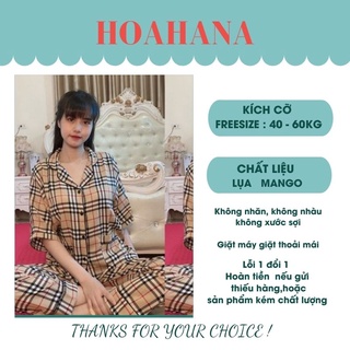 Đồ bộ nữ pijama lụa ngủ tiểu thư mặc nhà tay ngắn quần dài dễ thương HOAHANA DD02