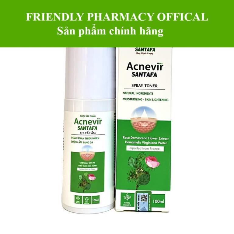 XỊT CẤP ẨM ACNEVIR SANTAFA – Giúp làm mờ các vết thâm, nám trên da, cho làn da tươi sáng, cung cấp độ ẩm và dưỡng chất c