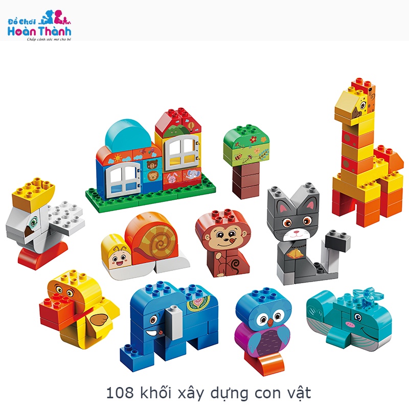 Bộ xếp hình Duplo khối trượt,lâu đài,con vật,ô tô,ngôi nhà,