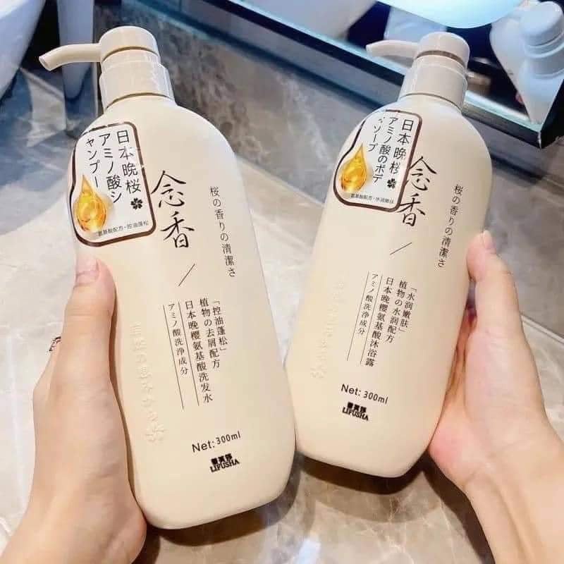 Dầu gội + dầu xả + sữa tắm HOA ANH ĐÀO mẫu mới 2022