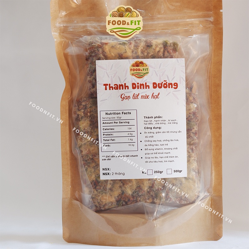 Bánh gạo lứt chà bông ăn kiêng - thanh hạt dinh dưỡng sấy không chiên by Food&Fit