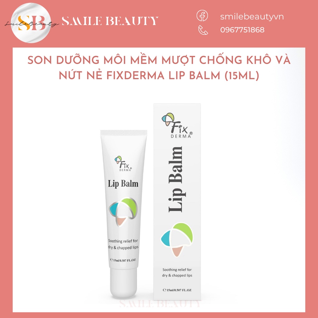 Son dưỡng môi mềm mượt chống khô và nứt nẻ Fixderma Lip Balm