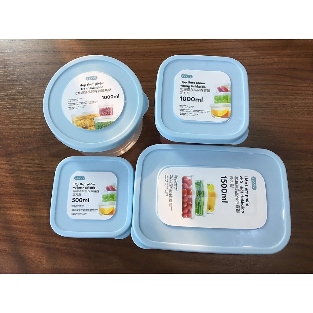 Bộ 3 hộp nhựa đựng thực phẩm Hokkaido Nhật (Vuông-Tròn-Chữ Nhật) Đựng đồ ăn trong ngăn đá tủ lạnh, bảo quản thực tươi.