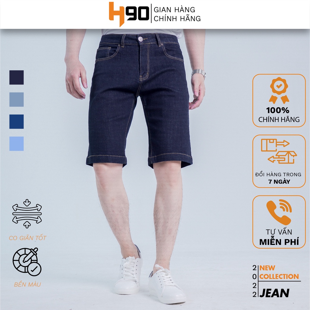 Quần Short Jean Nam H90 Chất Bò Cotton Mềm Cực Kì Co Giãn, Không Bai Gião, Bền Màu HSTJ002