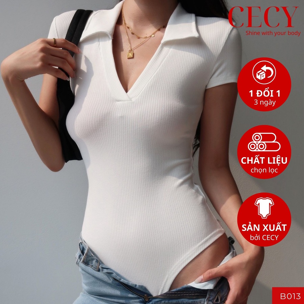 Polo Bodysuit Cổ V CECY Thun Cotton B013