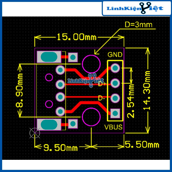 Bo Chuyển USB-4P TO 2.54mil DIP