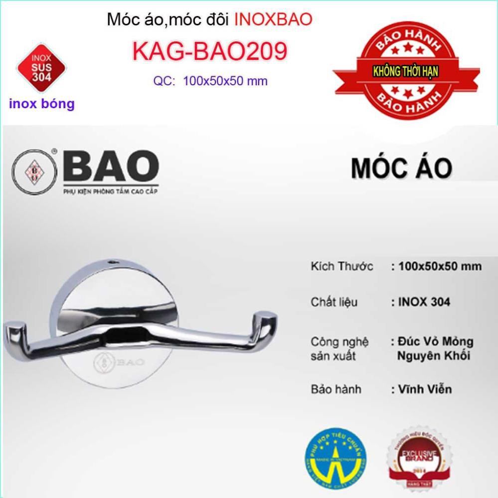 Móc treo đồ cao cấp Inox Bảo, móc áo Inox SUS304 KAG-BAO209