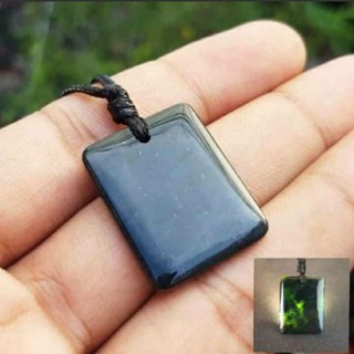Dây Chuyền Mặt Đá Ngọc Bích Đen Thiết Kế Đơn Giản Cho Nam Và Nữ