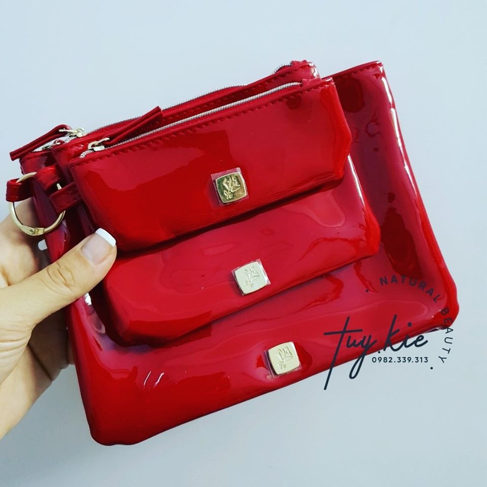 Sét 3 túi mỹ phẩm Lancome nền đỏ