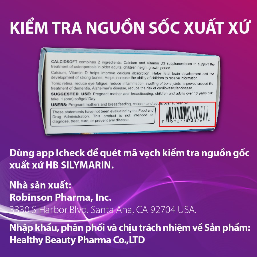 Canxi d3 HB CALCIDSOFT hộp 60 viên nang mềm - chống loãng xương, tăng chiều cao cho bé, canxi sữa