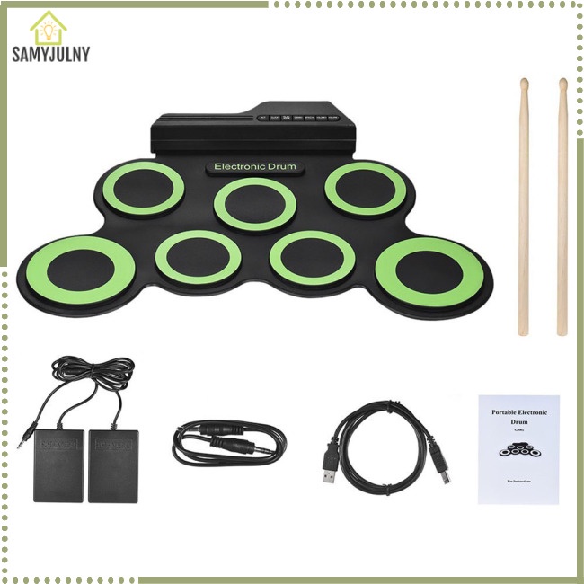 Bộ Trống Điện Tử Famy Gồm 7 Miếng Đệm Silicone Và Dùi Trống