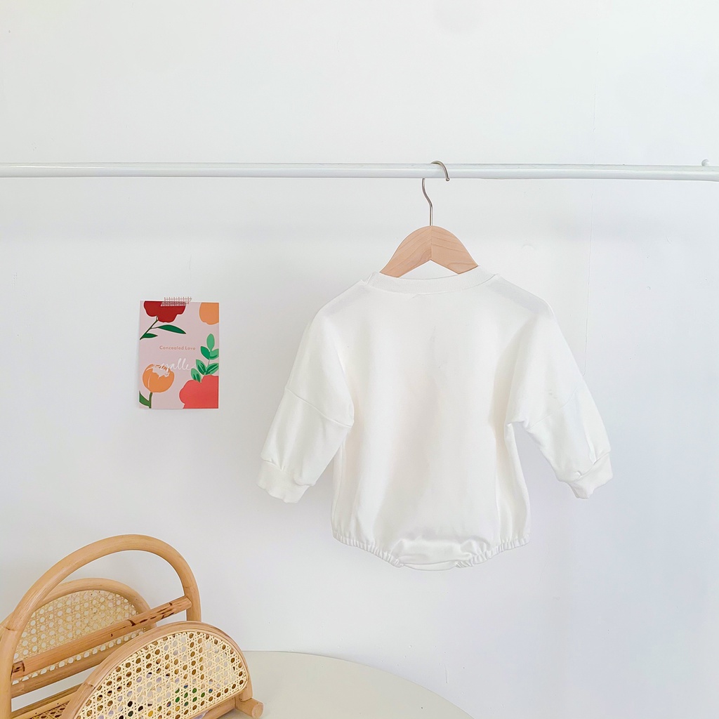 Bộ áo liền quần tay dài in họa tiết hoạt hình dễ thương thời trang mùa thu cho bé sơ sinh