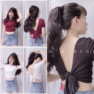 Chuẩn Áo croptop cột dây nơ lưng hàng chọn