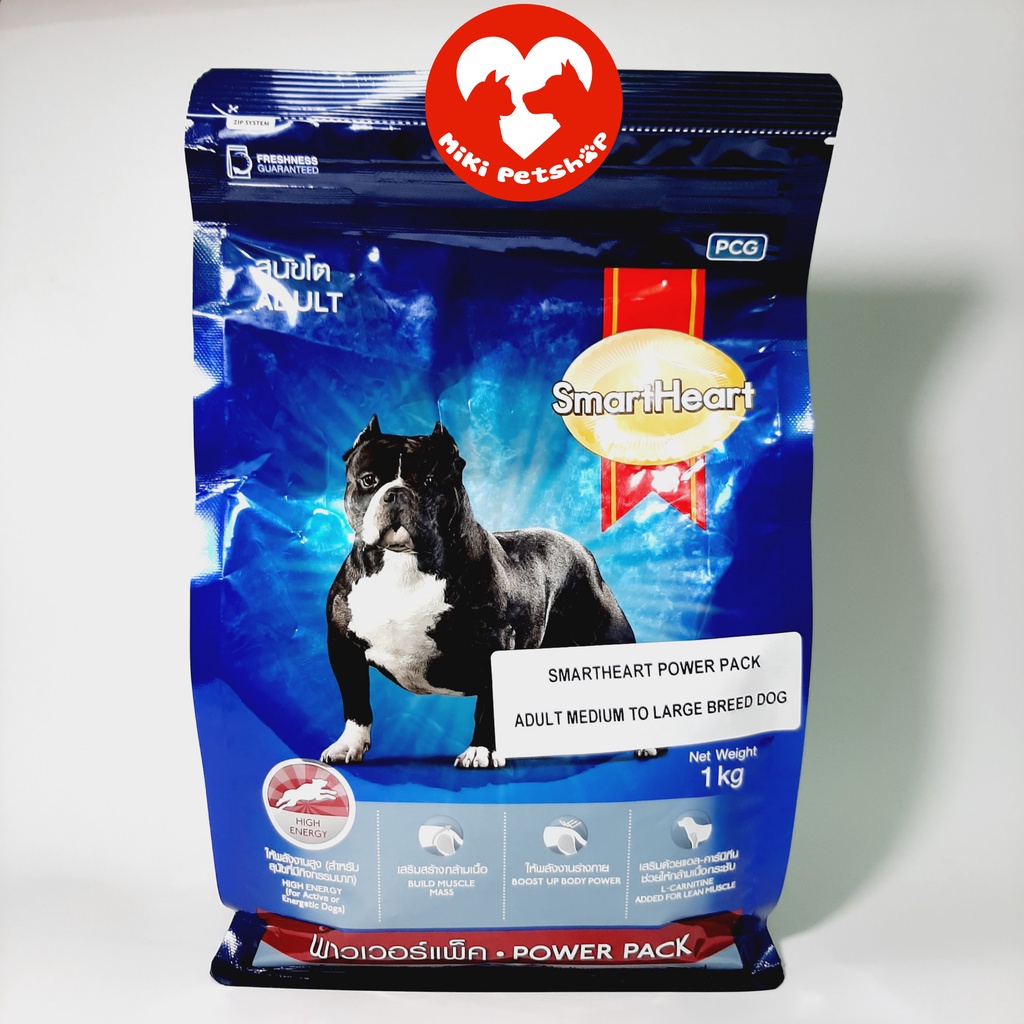 Thức Ăn Hạt Cho Chó Smartheart Power Pack Dành Cho Chó Trưởng Thành 1Kg - Miki Petshop