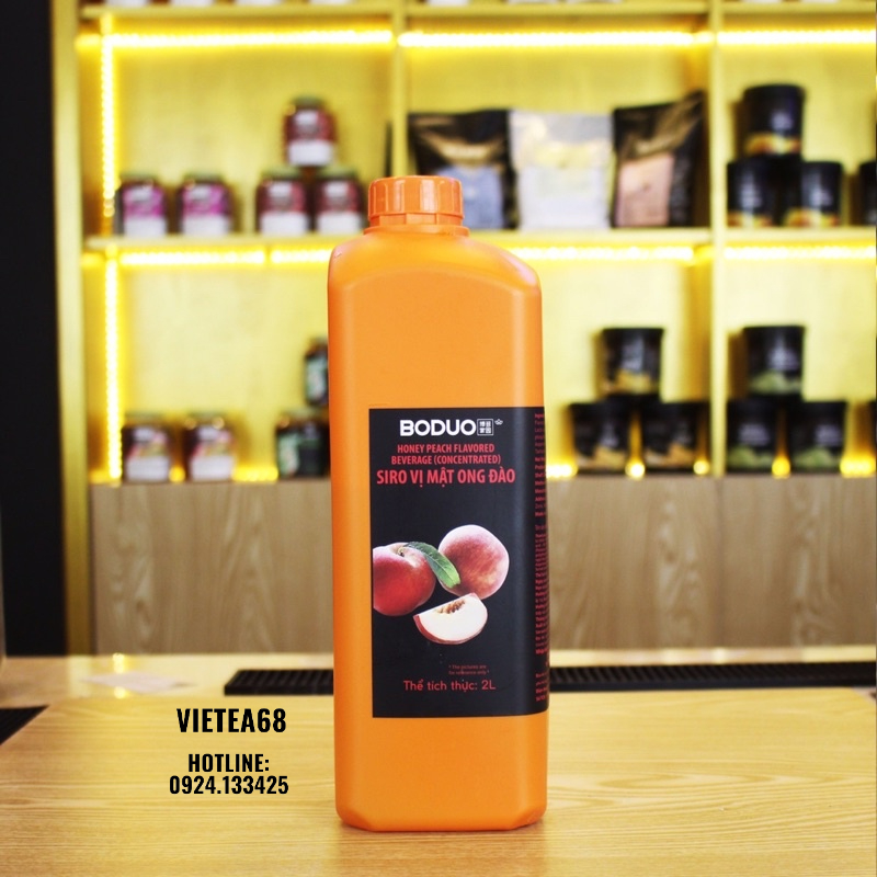 Siro Đào Boduo pha trà sữa-trà hoa quả can 2L hàng chính hãng