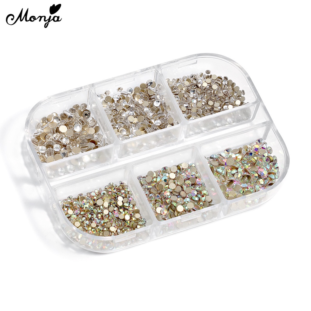 [Hàng mới về] Hộp Phụ Kiện Đá Mắt Mèo Monja 6 Ngăn 3D Trang Trí Móng Tay