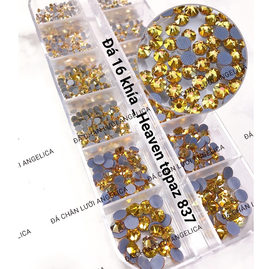Đá Nail Chân Lưới 16 khía Vàng Heaven Topaz Ab Đính Trang Trí Móng ANGELICA 837