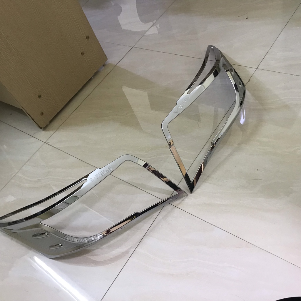 Bộ 2 ốp viền đèn pha + 2 ốp viền đèn hậu mạ Crom xe Toyota Vios đời 2014 đến 2017