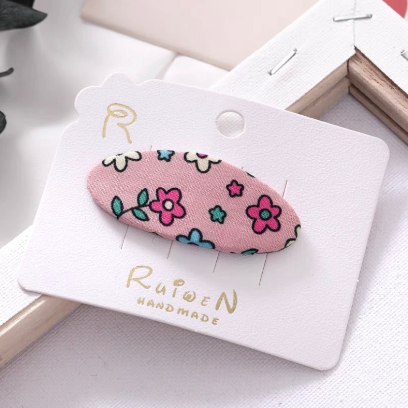 Kẹp tóc bầu dục họa tiết nhiều màu cho bé