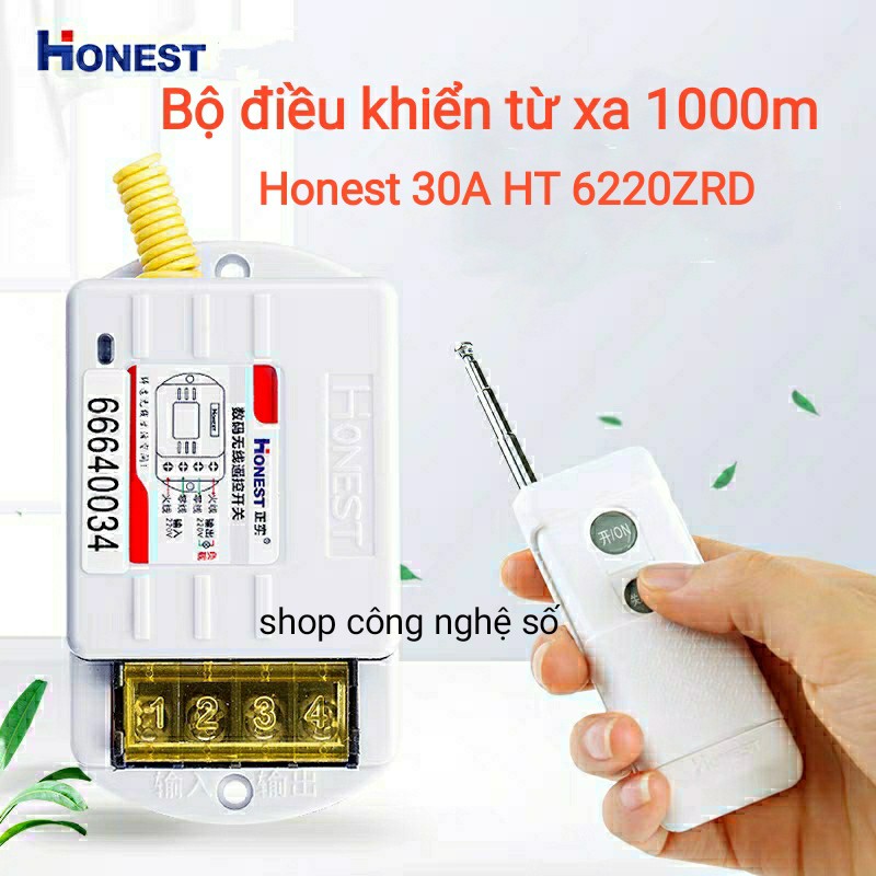 Honest HT-6220KGD Honest HT 6220ZRD Công tắc điều khiển từ xa 1000m cho thiết bị điện, máy bơm có học lệnh