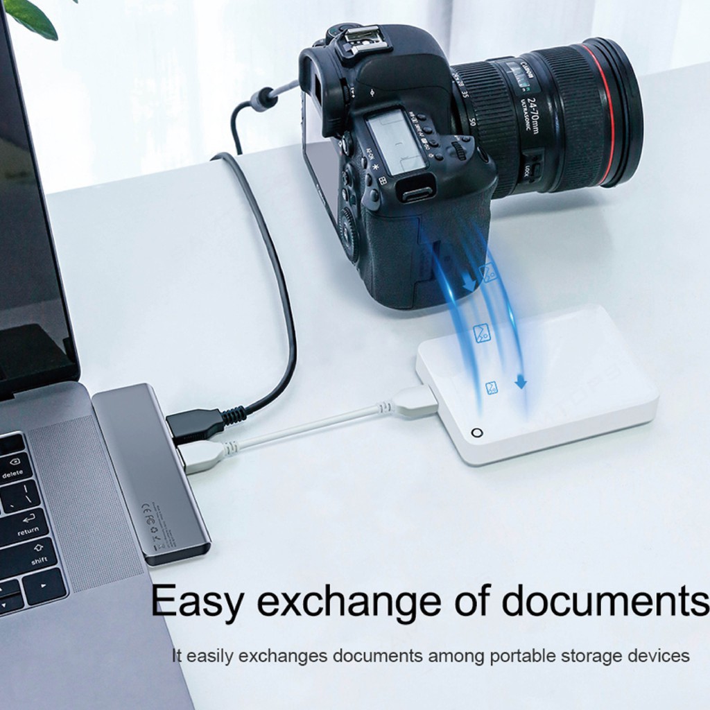 Hub usb Baseus đọc thẻ SD/TF hỗ trợ chuyển đổi cổng sạc Type C tiện dụng