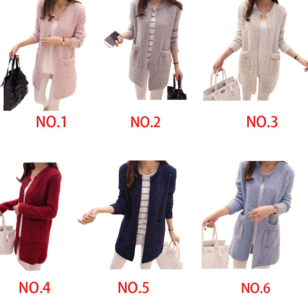 Áo khoác Cardigan dệt kim tay dày có túi thời trang thu xuân cho phái nữ