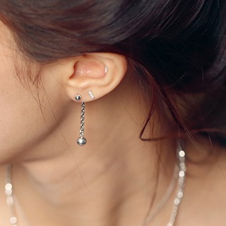 Bông tai bạc bi mắc xích